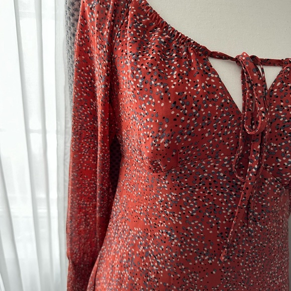 Only Polka Dot Long Sleeve Mini Dress (NEW) - Red - Picture 6 of 10